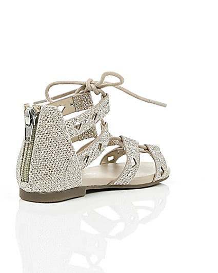 360 degree animation of product Mini girls gold lace sandals frame-13