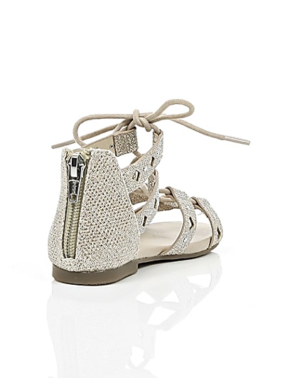 360 degree animation of product Mini girls gold lace sandals frame-14