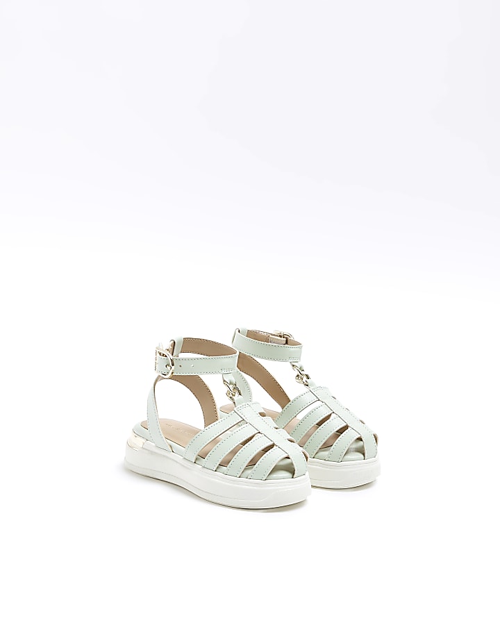 Mini girls green caged Sandals