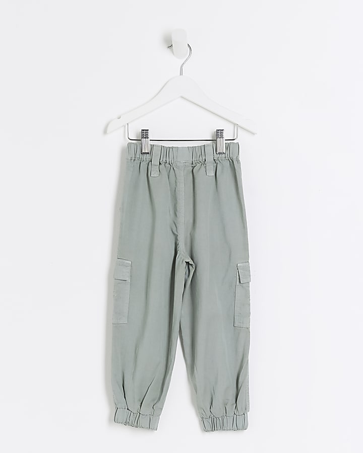 Mini Girls Green Lyocell Cargo Trousers