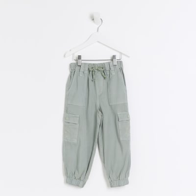 Mini Girls Green Lyocell Cargo Trousers River Island