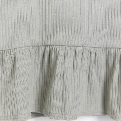 Mini girls Green Ribbed top and leggings Set