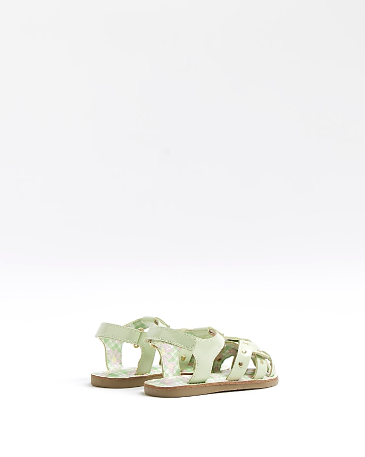 Mini girls green studded gladiator sandals