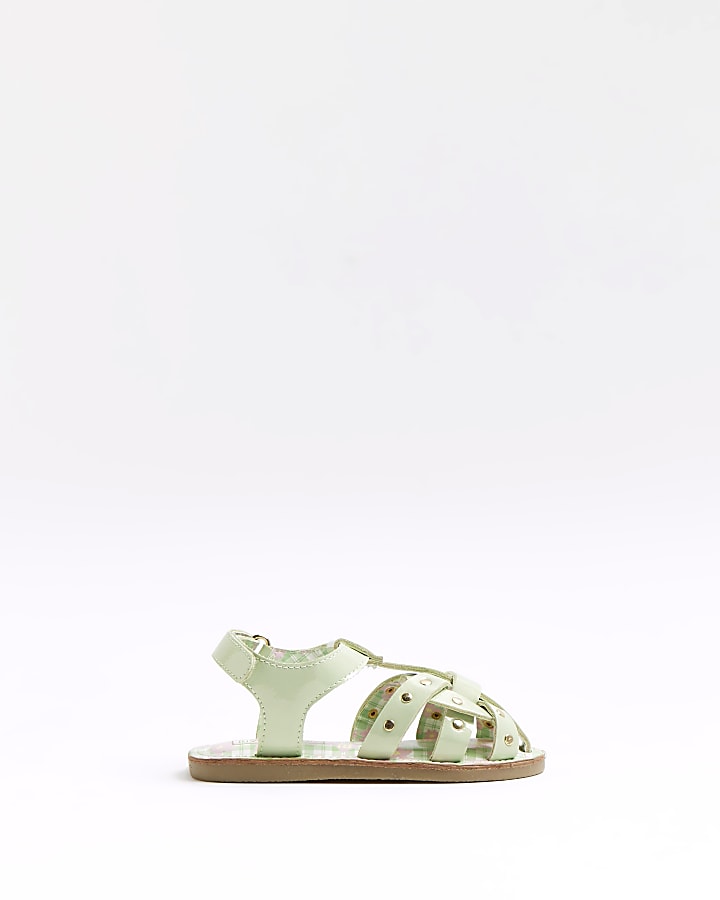 Mini girls green studded gladiator sandals