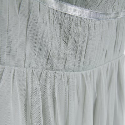 Mini girls green tulle smock dress