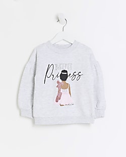 Mini girls grey ballet graphic sweatshirt