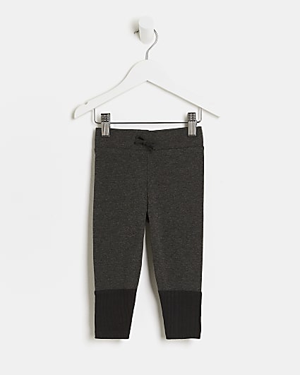 Mini girls grey colour block leggings