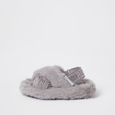 river island fluffy slippers