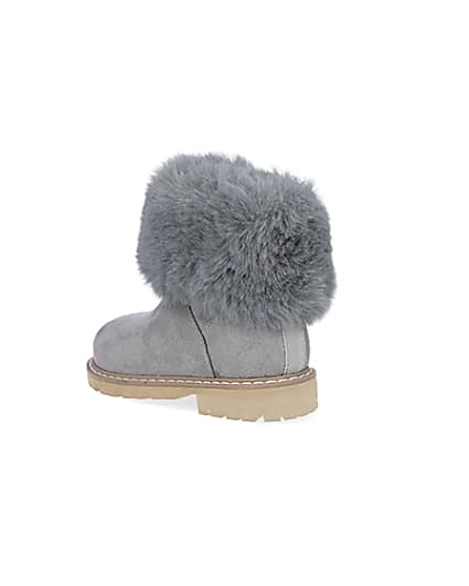 360 degree animation of product Mini girls grey faux fur collar ankle boots frame-6
