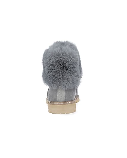 360 degree animation of product Mini girls grey faux fur collar ankle boots frame-9
