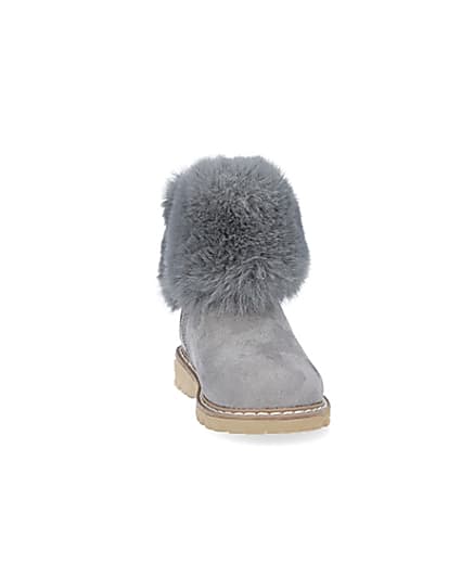360 degree animation of product Mini girls grey faux fur collar ankle boots frame-20