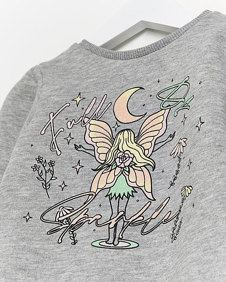 Mini girls Grey Glitter Fairy Sweatshirt