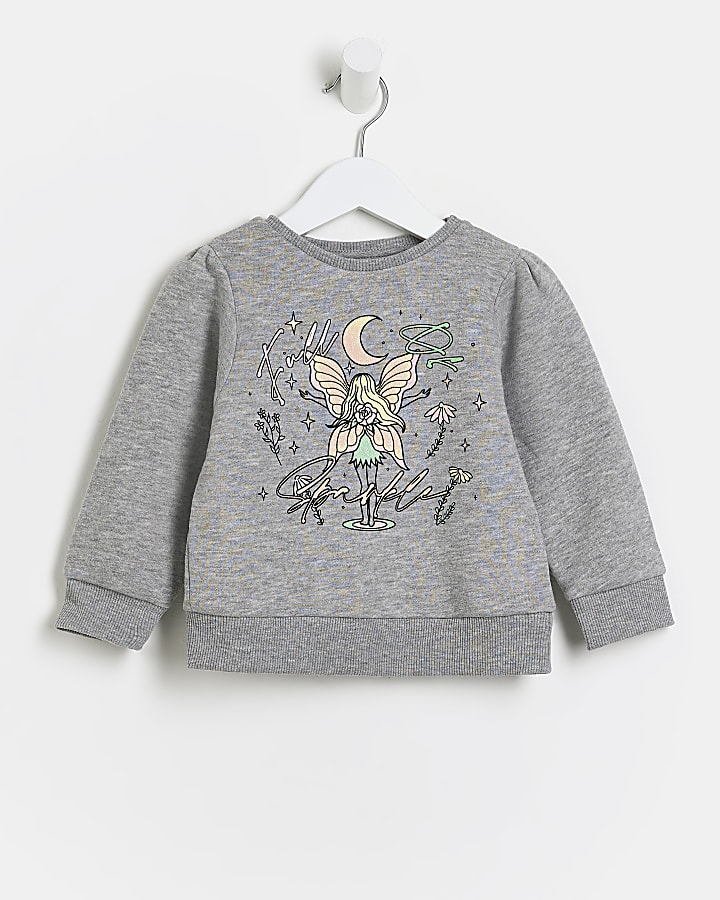 Mini girls Grey Glitter Fairy Sweatshirt
