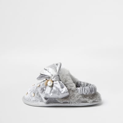 river island grey slippers