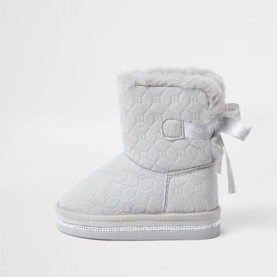 grey mini boots