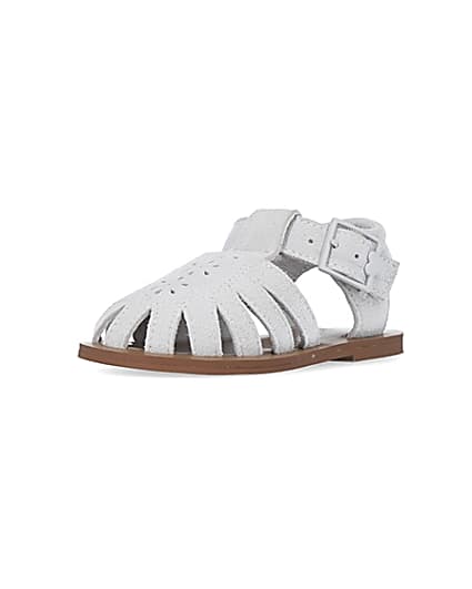360 degree animation of product Mini girls grey suede caged sandals frame-0