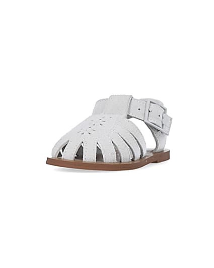 360 degree animation of product Mini girls grey suede caged sandals frame-23