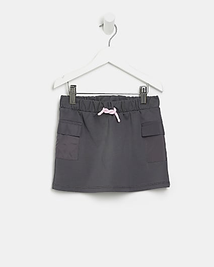 Mini girls grey utility pocket skirt