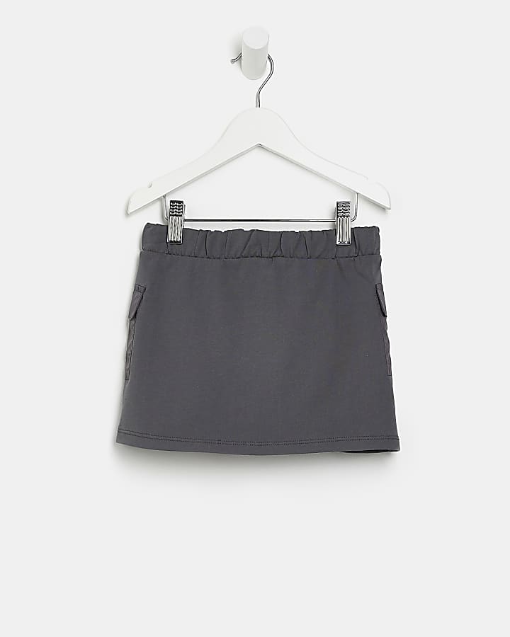 Mini girls grey utility pocket skirt