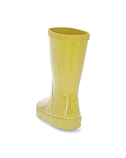 360 degree animation of product Mini girls Hunter yellow glitter wellie boots frame-8