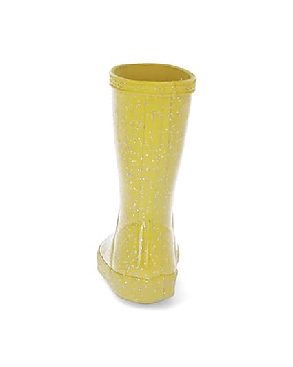 360 degree animation of product Mini girls Hunter yellow glitter wellie boots frame-9
