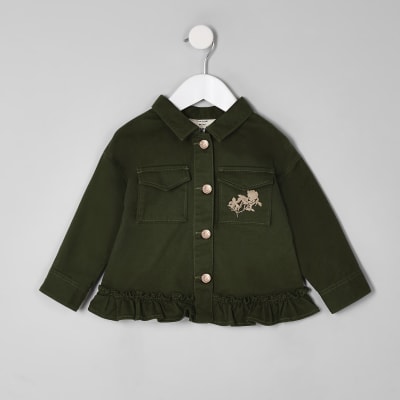 Mini girls khaki peplum shacket