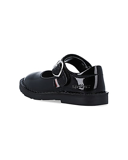 360 degree animation of product Mini girls Kickers black leather buckle shoes frame-6