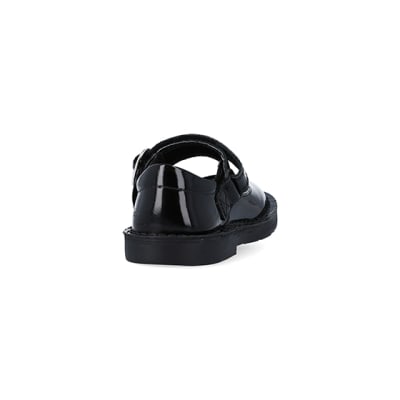 360 degree animation of product Mini girls Kickers black leather buckle shoes frame-10
