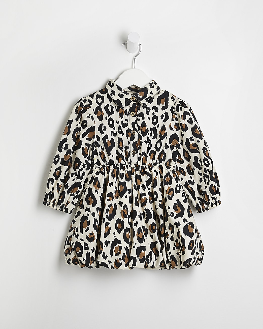 Mini girls leopard print shirt dress