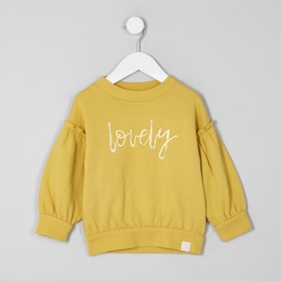 Mini girls ‘lovely’ balloon sleeve sweatshirt