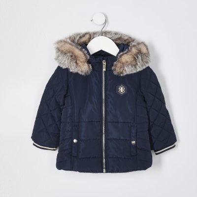 girls navy puffer coat