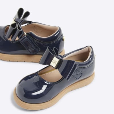 Navy Heels River Island Navy Shoes Mini Girls Navy Patent Bow Mary