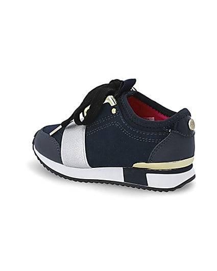 360 degree animation of product Mini girls navy runner trainers frame-5