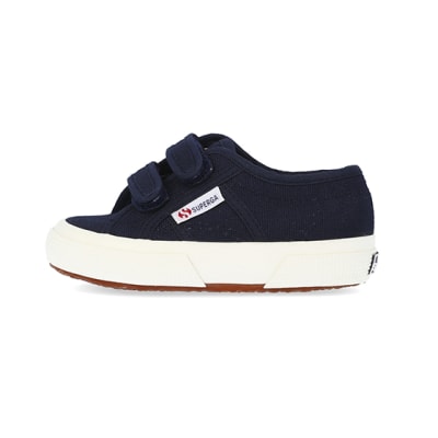 360 degree animation of product Mini girls navy superga velcro shoes frame-3