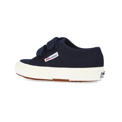 360 degree animation of product Mini girls navy superga velcro shoes frame-4