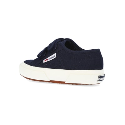 360 degree animation of product Mini girls navy superga velcro shoes frame-5