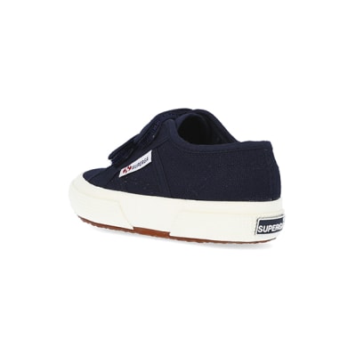 360 degree animation of product Mini girls navy superga velcro shoes frame-6