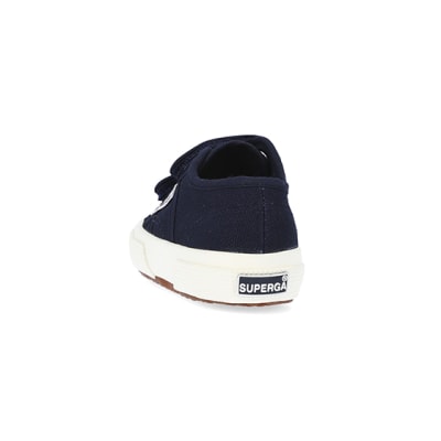 360 degree animation of product Mini girls navy superga velcro shoes frame-8