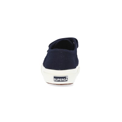 360 degree animation of product Mini girls navy superga velcro shoes frame-9