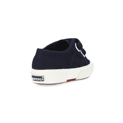 360 degree animation of product Mini girls navy superga velcro shoes frame-11