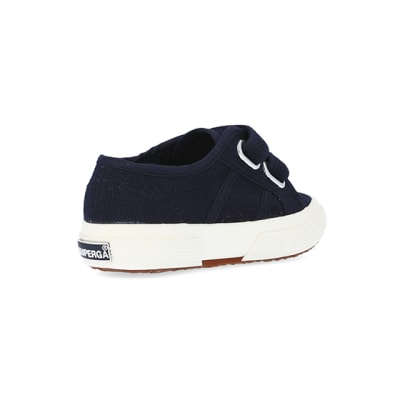 360 degree animation of product Mini girls navy superga velcro shoes frame-12