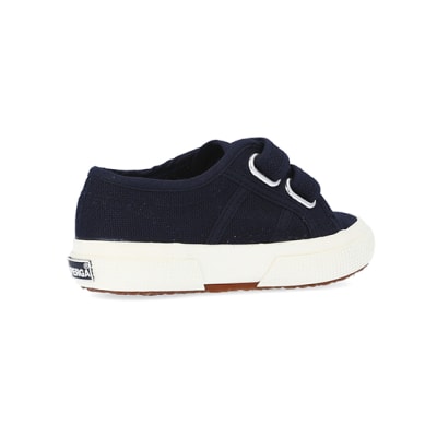 360 degree animation of product Mini girls navy superga velcro shoes frame-13