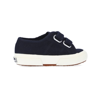 360 degree animation of product Mini girls navy superga velcro shoes frame-14