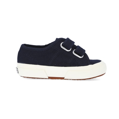 360 degree animation of product Mini girls navy superga velcro shoes frame-15