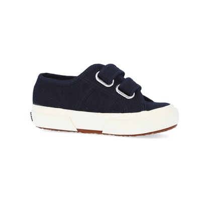 360 degree animation of product Mini girls navy superga velcro shoes frame-16