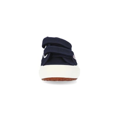 360 degree animation of product Mini girls navy superga velcro shoes frame-21