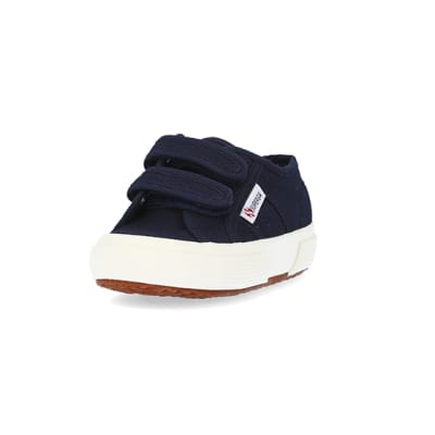 360 degree animation of product Mini girls navy superga velcro shoes frame-23