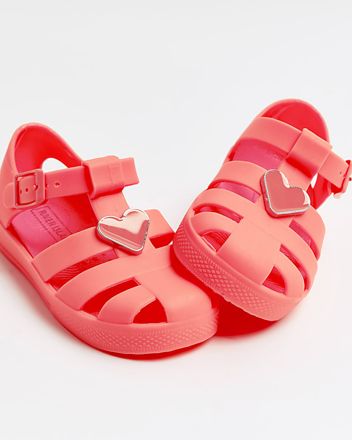 Mini girls orange heart jelly sandals