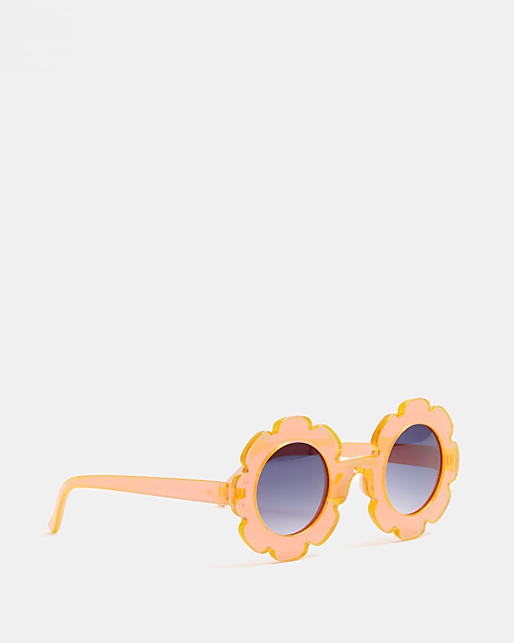 Mini girls orange neon flower sunglasses