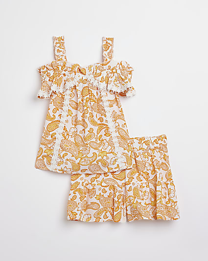 Mini girls orange printed outfit